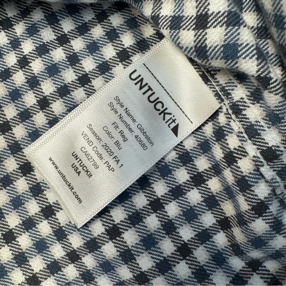 Untuckit Blue and Black Checkered flannel shirt long sleeve large - Picture 7 of 8